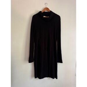 Dana B & Karen Black Funnel Neck Lagenlook Knit Tunic/Dress LS USA made Size 4
